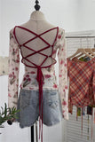 Floral Back-Tie Long Sleeve Top