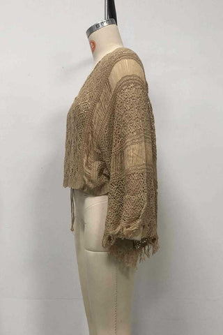 Lace Knit Open-Front Cover-Up