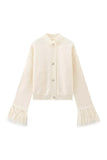 Feather-Trim Cardigan