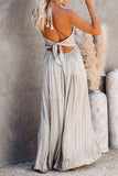 Halter Dress with Pleated Detail