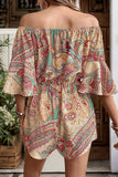 Off-Shoulder Paisley Romper