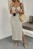 Striped Knit Midi Dress
