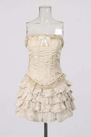 Elegant Lace Ruffle Skirt Set