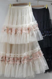 Layered Skirt with Floral Details