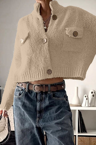 Button-Front Knit Cardigan