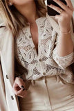 Button-Front Lace Blouse