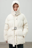 Buttoned Belted Puffer Jacket