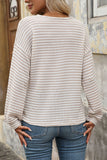 V-Neck Buttoned Striped T-Shirt