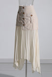 Button-Detail Pleated Skirt