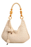 Handmade Beaded Handle Tote Bag