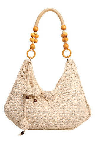 Handmade Beaded Handle Tote Bag