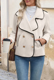 Double-Breasted Ruffle Collar Jacket