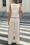 Buttoned Top and Wide-Leg Pants Set