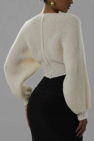 Cropped V-Neck Sweater
