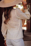 Lace-Trimmed Long Sleeve Blouse