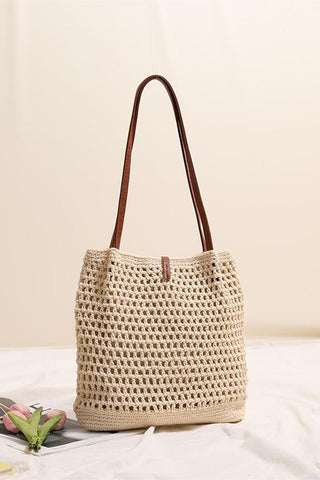 Woven Tote Bag with Tassel Accent