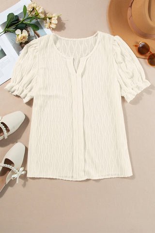 Textured Puff Sleeve Blouse