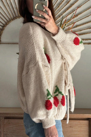 Tie-Front Cherry Cardigan