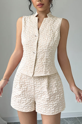 Textured Sleeveless Short Set