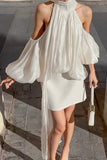 Draped Cold Shoulder Flowing Blouse