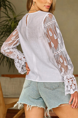 Mesh Flounce Sleeve Blouse