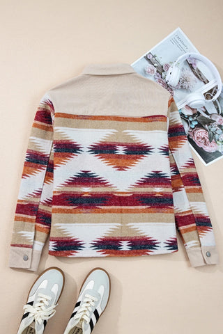 Western Aztec Ribbed Patchwork Shacket