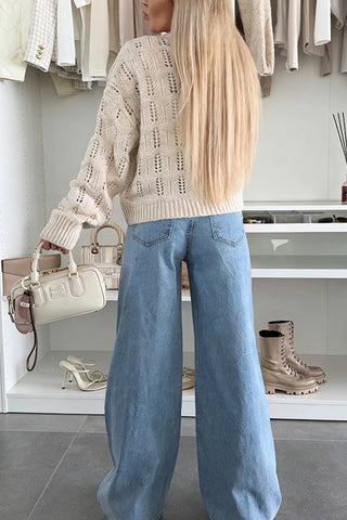 Open-Knit Cardigan Sweater