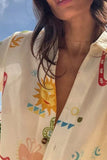 Playful Patterned Casual Shorts Set
