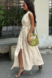 Collared Tie-Waist Casual Dress