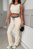 Leopard Trim Tank and Pants Set