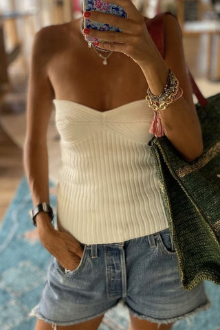 Strapless Ribbed Tank Top