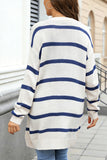 Striped Button-Front Cardigan