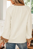 Color Block Patchwork V Neck Blouse