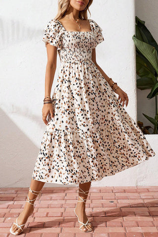 Smocked Floral Midi Dress