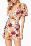 Floral Detail Evening Mini Dress