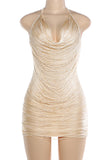 Halter Neck Ruched Mini Dress