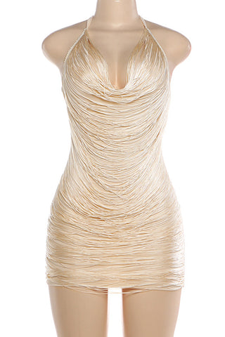 Halter Neck Ruched Mini Dress