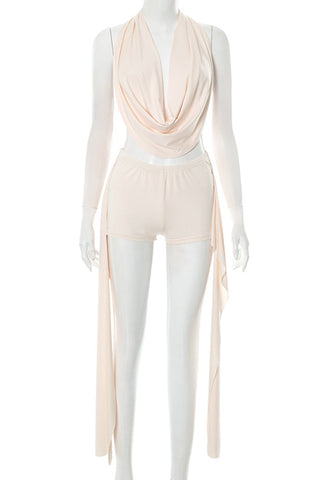 Draped Halter Short Set