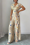 Floral-Print V-Neck Jumpsuit