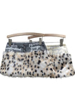 Button-Accent Faux Fur Mini Skirt