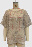 Sequined Mesh T-Shirt