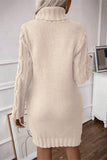 Cozy Cable Knit Turtleneck Dress