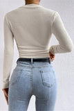Textured Cropped Long Sleeve Top
