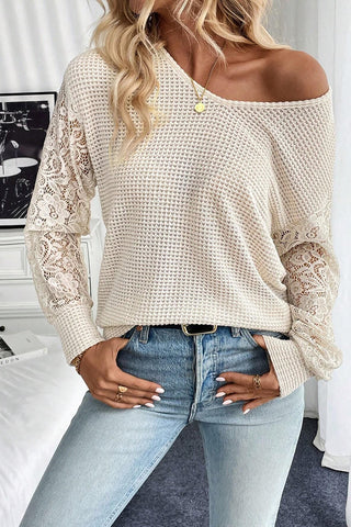 Elegant Lace Sleeve Knit Top