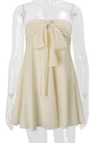 Strapless Tie-Front Casual Dress
