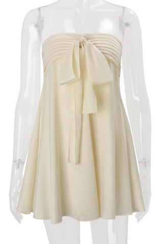 Strapless Tie-Front Casual Dress