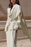 Draped Accent Blazer with Embellishments