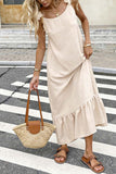 Ruffled-Shoulder Flowy Maxi Dress