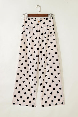 Polka Dot Patched Pocket Pants