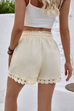 Lace-Trim Elastic Waist Casual Shorts